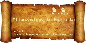 Miloszavlyevits Marietta névjegykártya